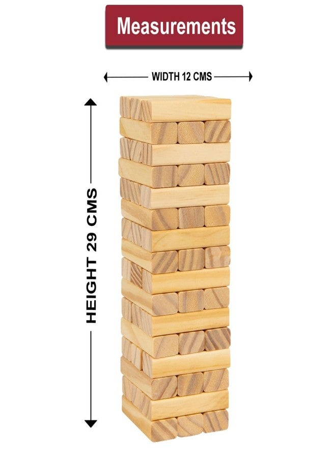 TVM Tumbling Tower Game for Kids and Adults, Wooden Blocks 54 Pcs, Stacking Game Challenging|Maths Game - Image 4